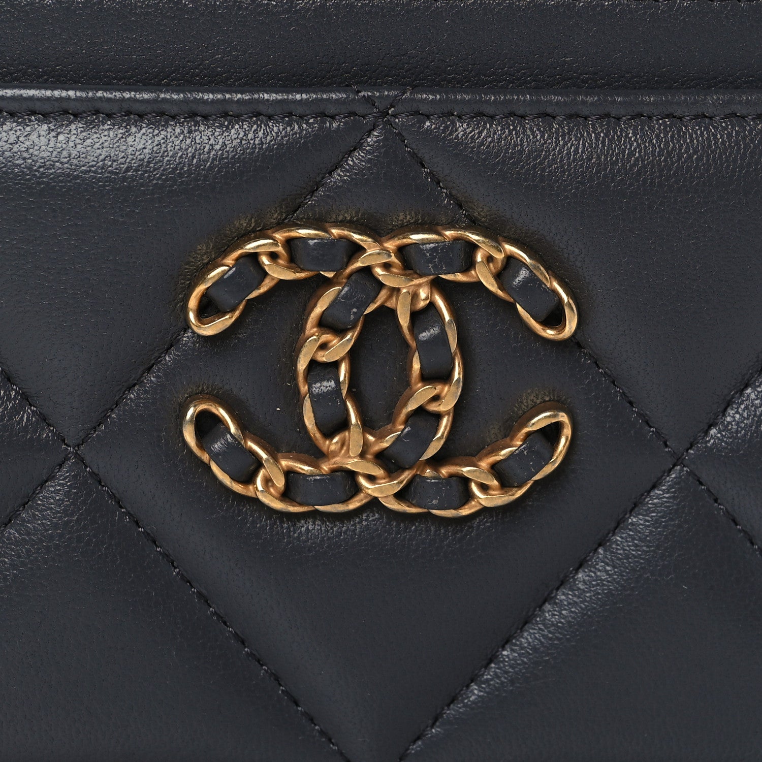 Chanel Lambskin Quilted Chanel 19 Card Holder Dark Grey 9 of 9