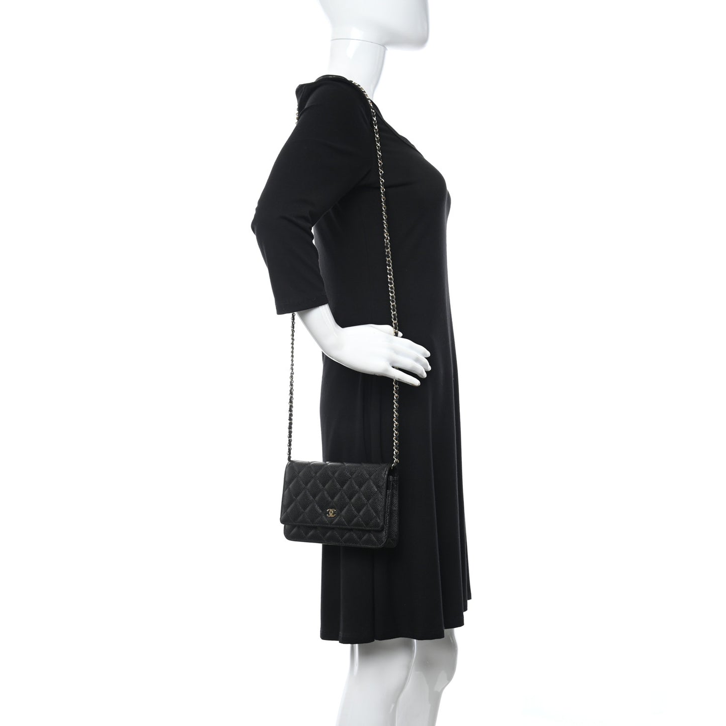Caviar Quilted Wallet On Chain WOC Black