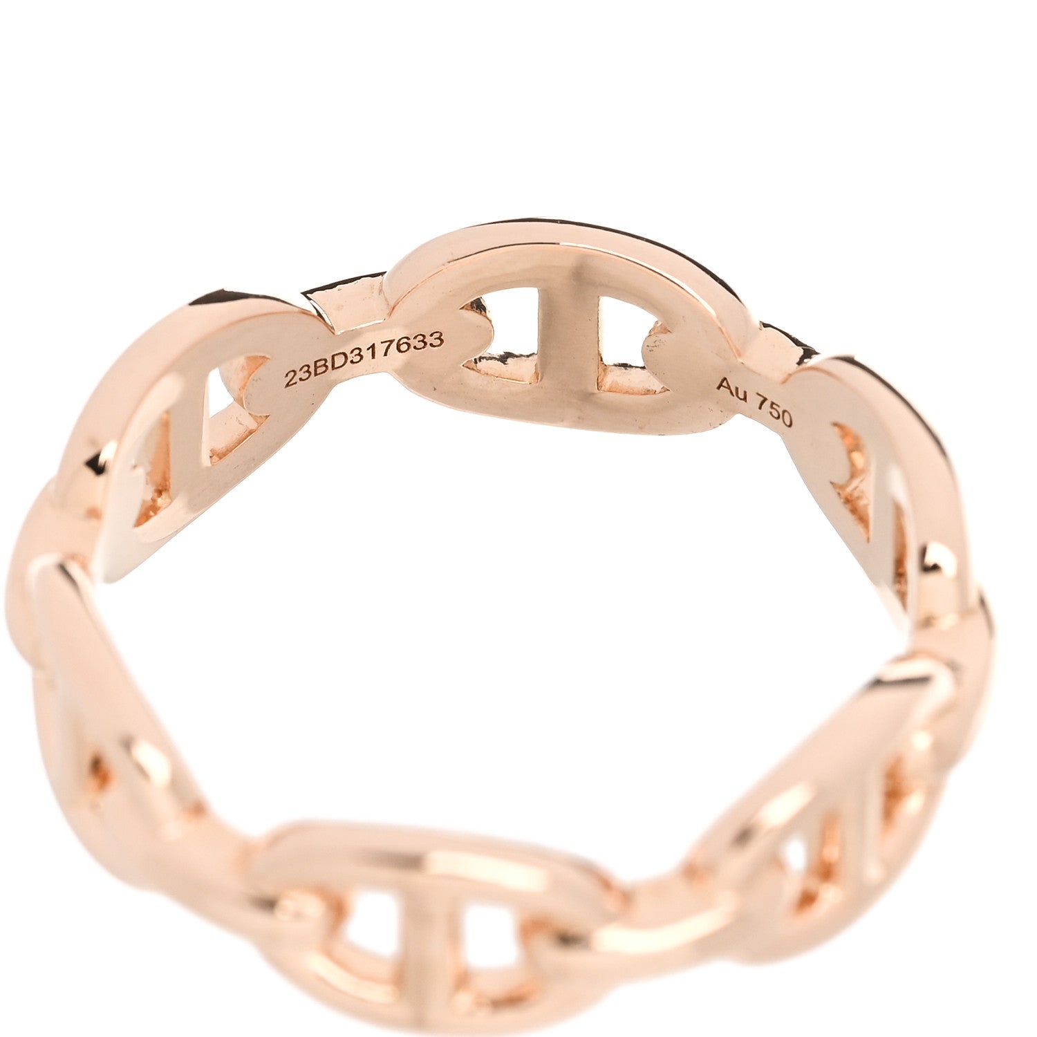 Hermes 18K Rose Gold PM Chaine d'Ancre Enchainee Ring 53 6.5 6 of 7