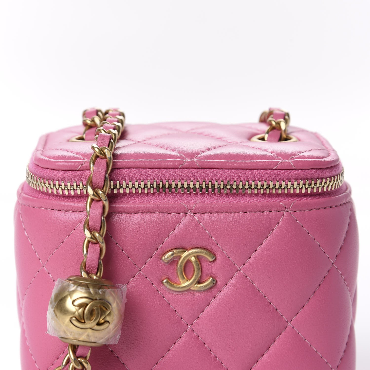 Chanel Lambskin Quilted Pearl Crush Mini Vanity Case With Chain