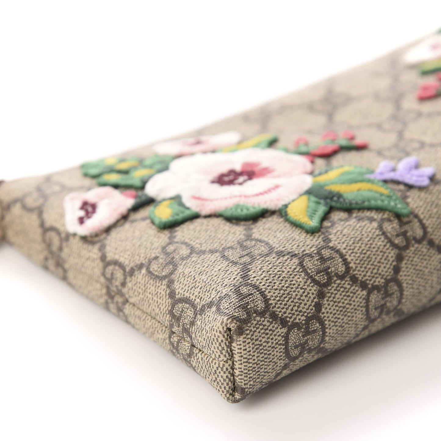 GG Supreme Monogram Embroidered Flower Chain Wrist Wallet