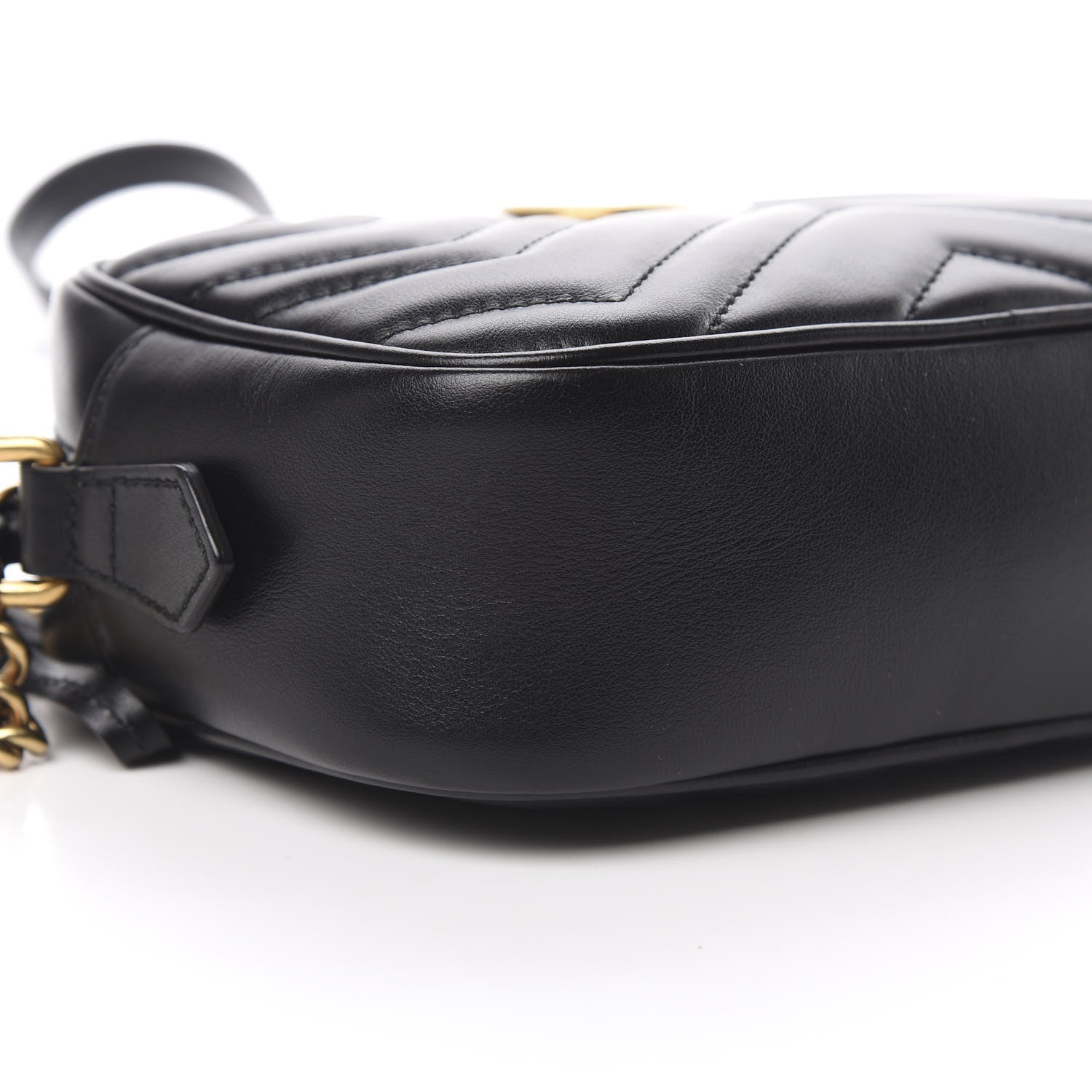 Gucci Calfskin Matelasse Mini GG Marmont Chain Shoulder Bag Black 9 of 12