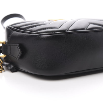 Gucci Calfskin Matelasse Mini GG Marmont Chain Shoulder Bag Black 9 of 12