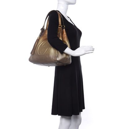 Gucci Metallic Pebbled Calfskin Medium Soho Shoulder Bag Gold Ombre 2 of 10