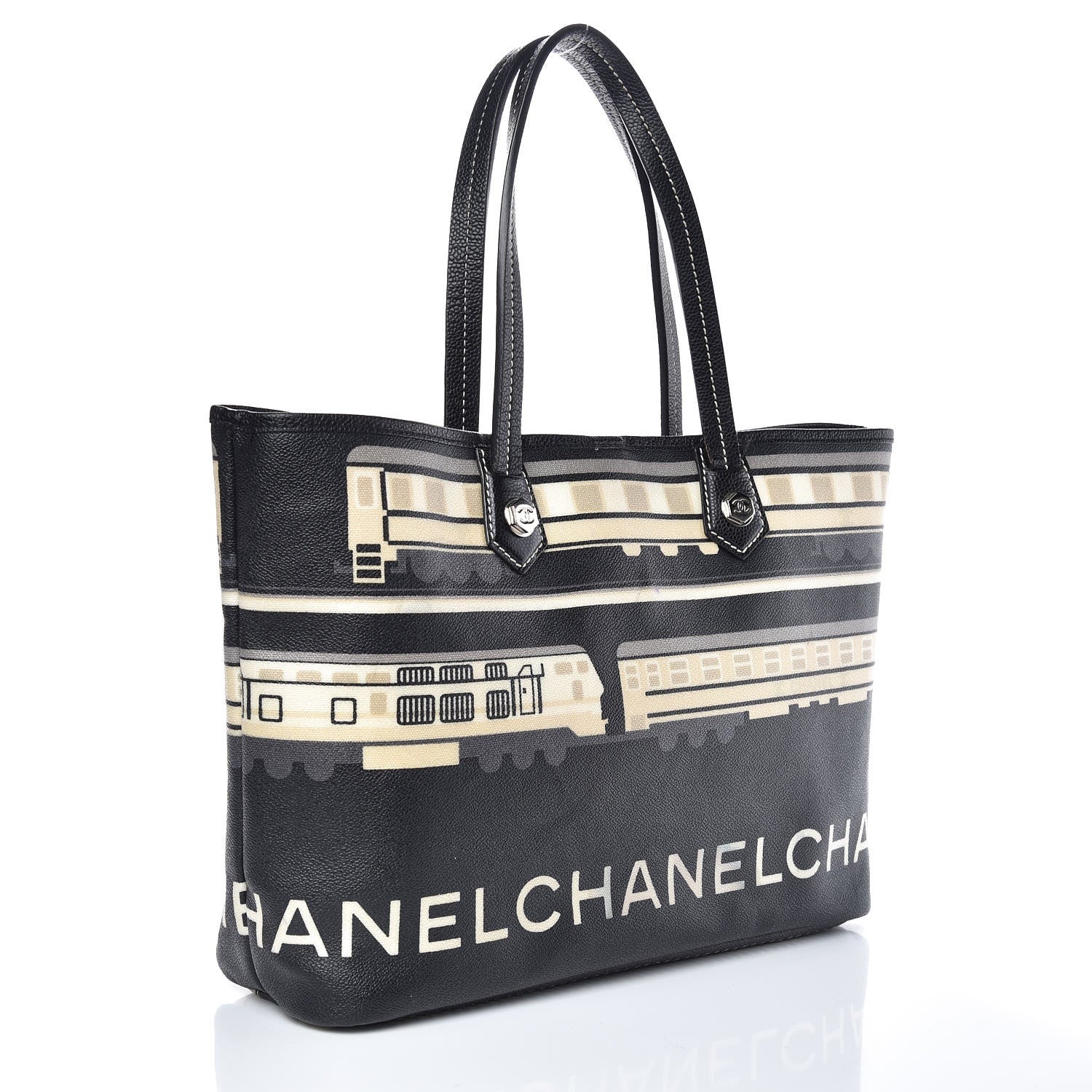 Chanel Coated Canvas Le Train Bag Black 3 of 16