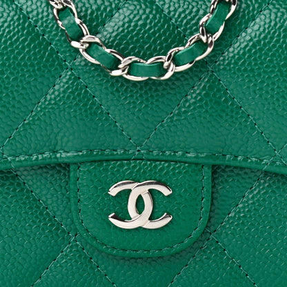Chanel Caviar Quilted Flap Card Holder On Chain Green 9 of 12