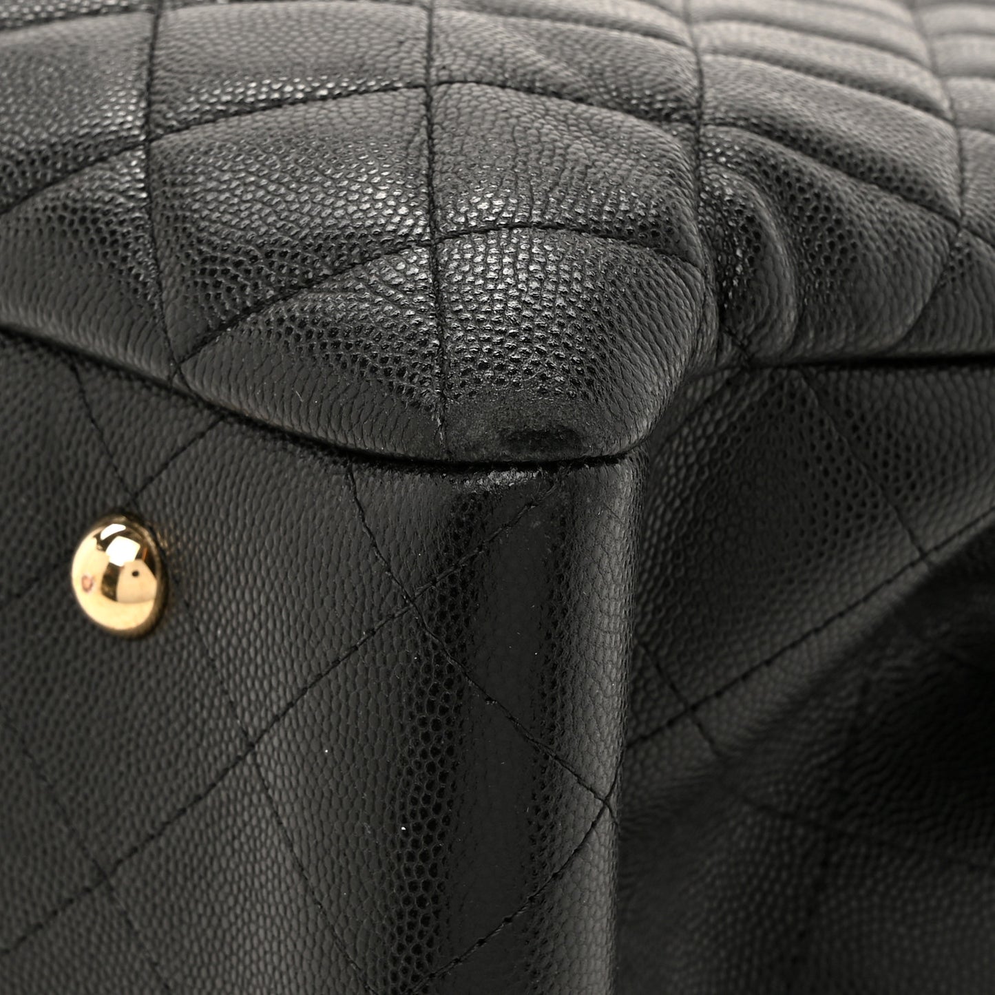 Caviar Quilted Large Shopping Tote Black
