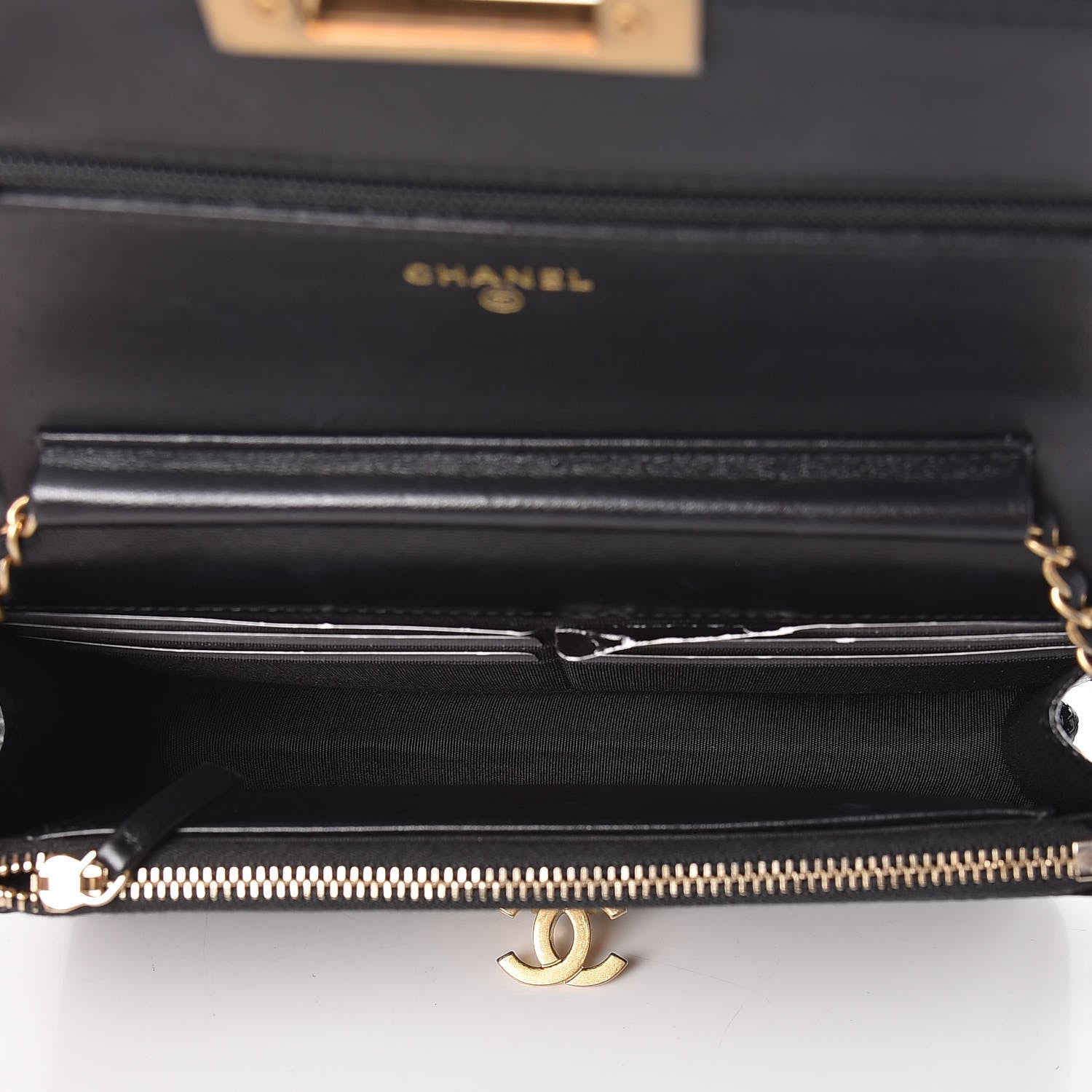 Chanel Metallic Lizard Golden Class Wallet on Chain WOC Black 5 of 15