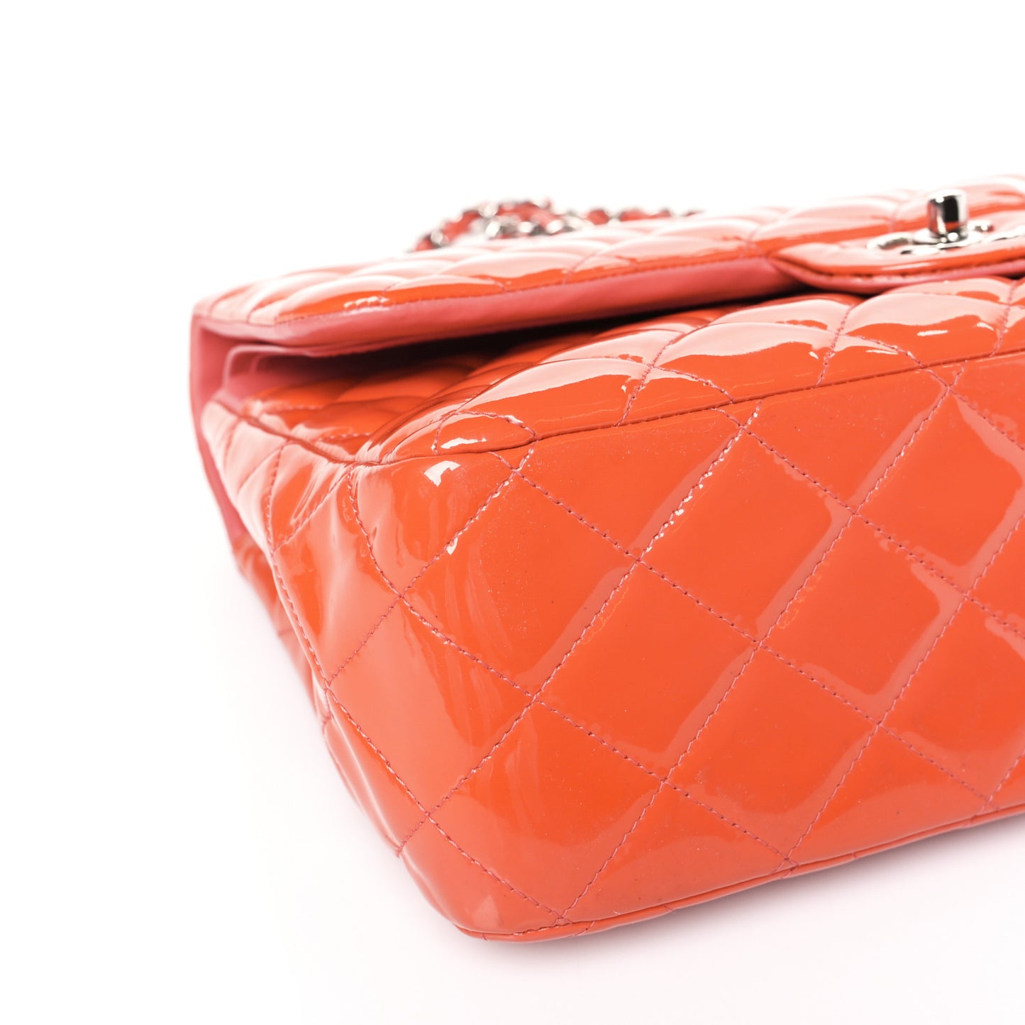 Patent Quilted Jumbo Double Flap Orange