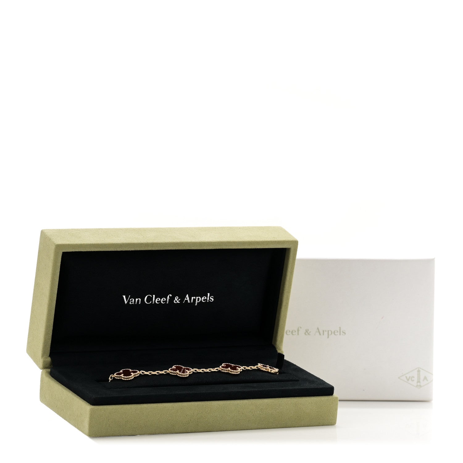Van Cleef & Arpels 18K Yellow Gold Carnelian 5 Motifs Vintage Alhambra Bracelet 5 of 5