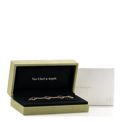 Van Cleef & Arpels 18K Yellow Gold Carnelian 5 Motifs Vintage Alhambra Bracelet 5 of 5