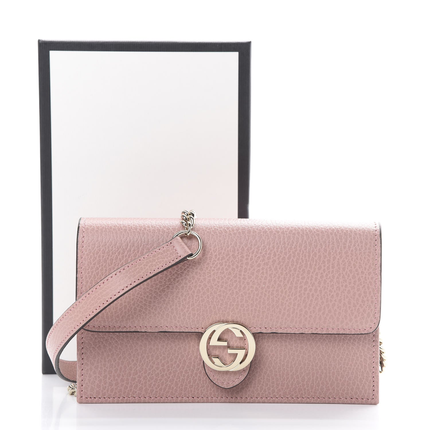 Gucci Dollar Calfskin Interlocking G Chain Wallet Soft Pink 10 of 10