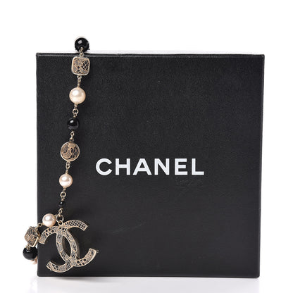 Chanel Pearl Beaded Lace CC Necklace Black Gold 5 of 5