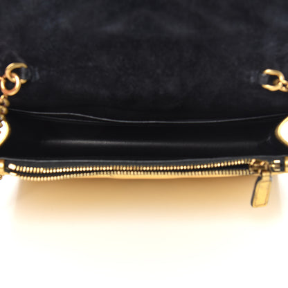 Saint Laurent Metallic Calfskin Matelasse Chevron Monogram Envelope Chain Wallet Gold 5 of 10