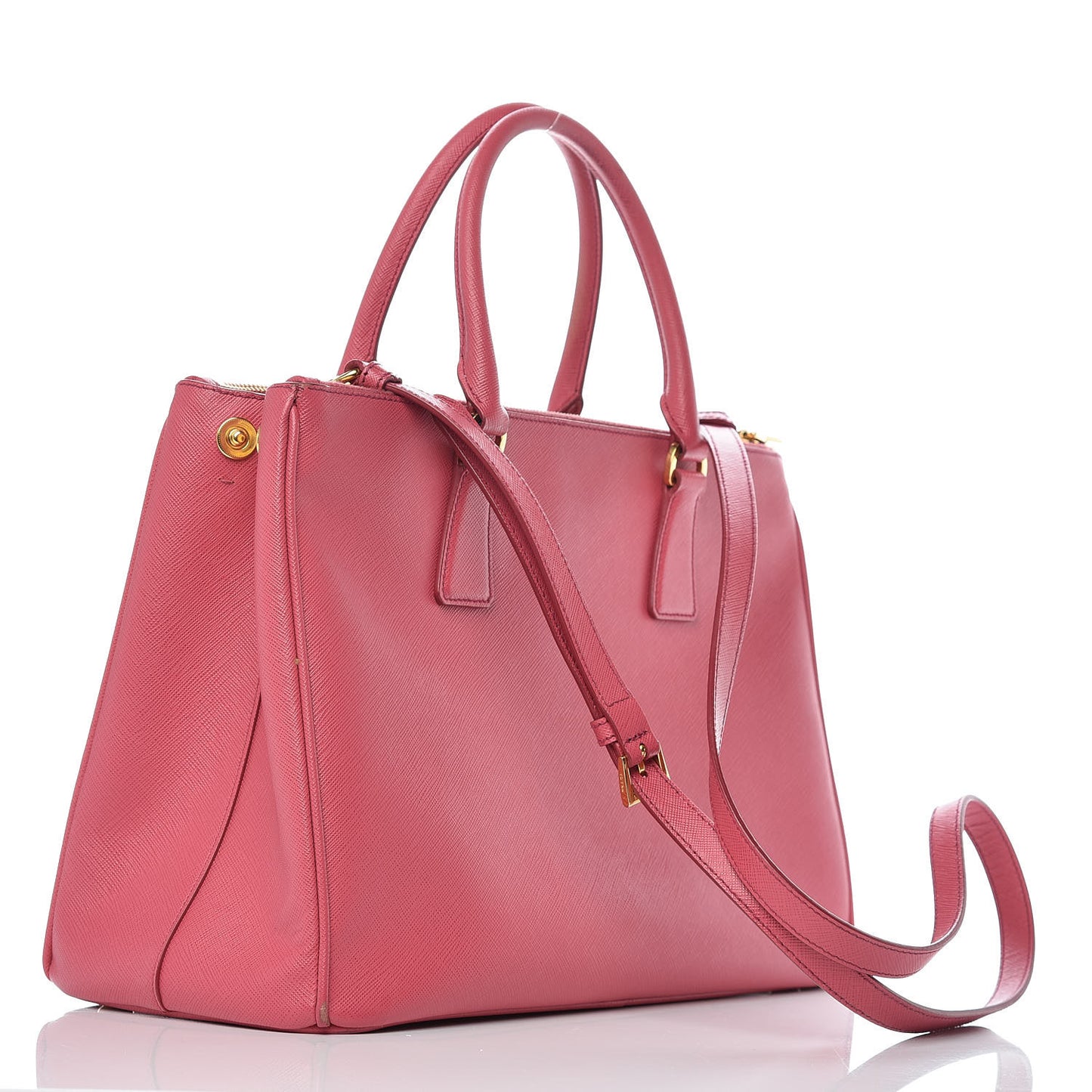 Saffiano Medium Galleria Double Zip Tote Fuxia