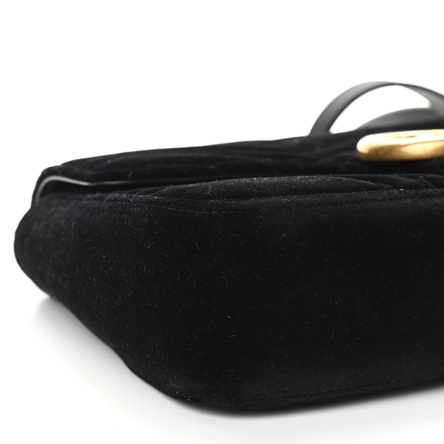 Velvet Matelasse Medium GG Marmont Shoulder Bag Black