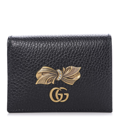 Gucci Calfskin GG Marmont Bow Card Case Black 1 of 8