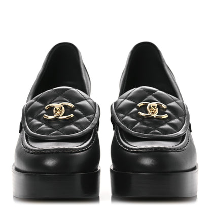 Chanel Lambskin Quilted CC Turnlock Platform Moccasins 37 Black 3 of 10