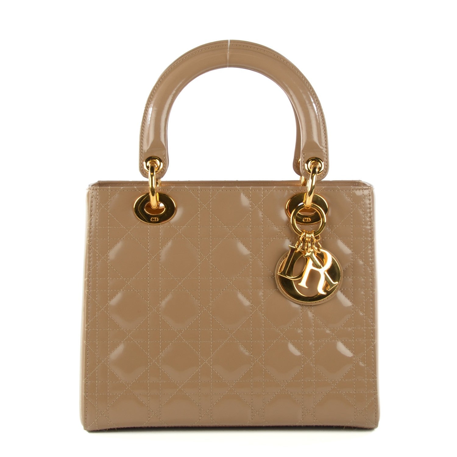 Christian Dior Patent Medium Lady Dior Beige 1 of 9