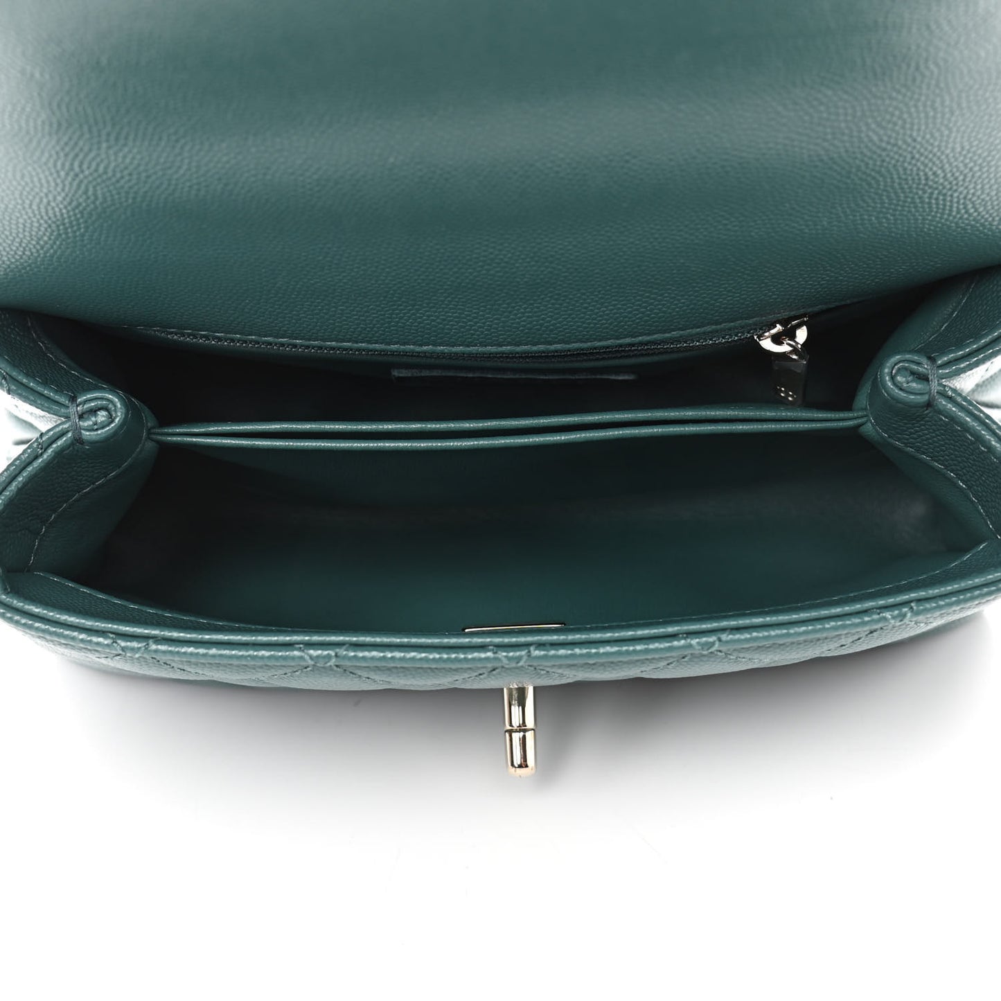 Caviar Quilted Mini Coco Handle Flap Green