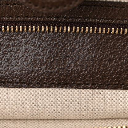 Gucci Monogram Jumbo GG Textured Dollar Calfskin Web Medium Ophidia Shopping Tote Camel Ebony 7 of 12