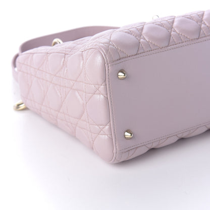 Christian Dior Pearly Lambskin Cannage Medium Lady Dior Lotus 6 of 10