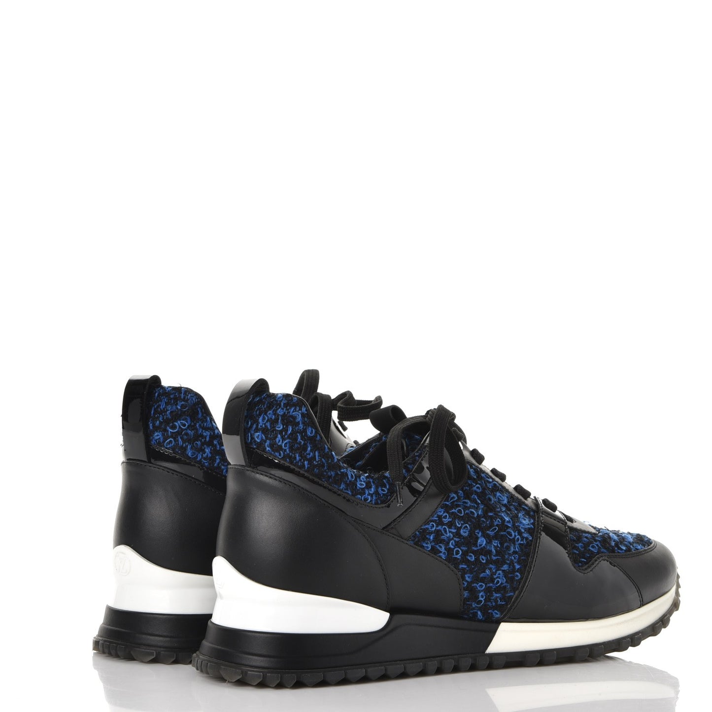 Calfskin Tweed Run Away Sneakers 37.5 Blue