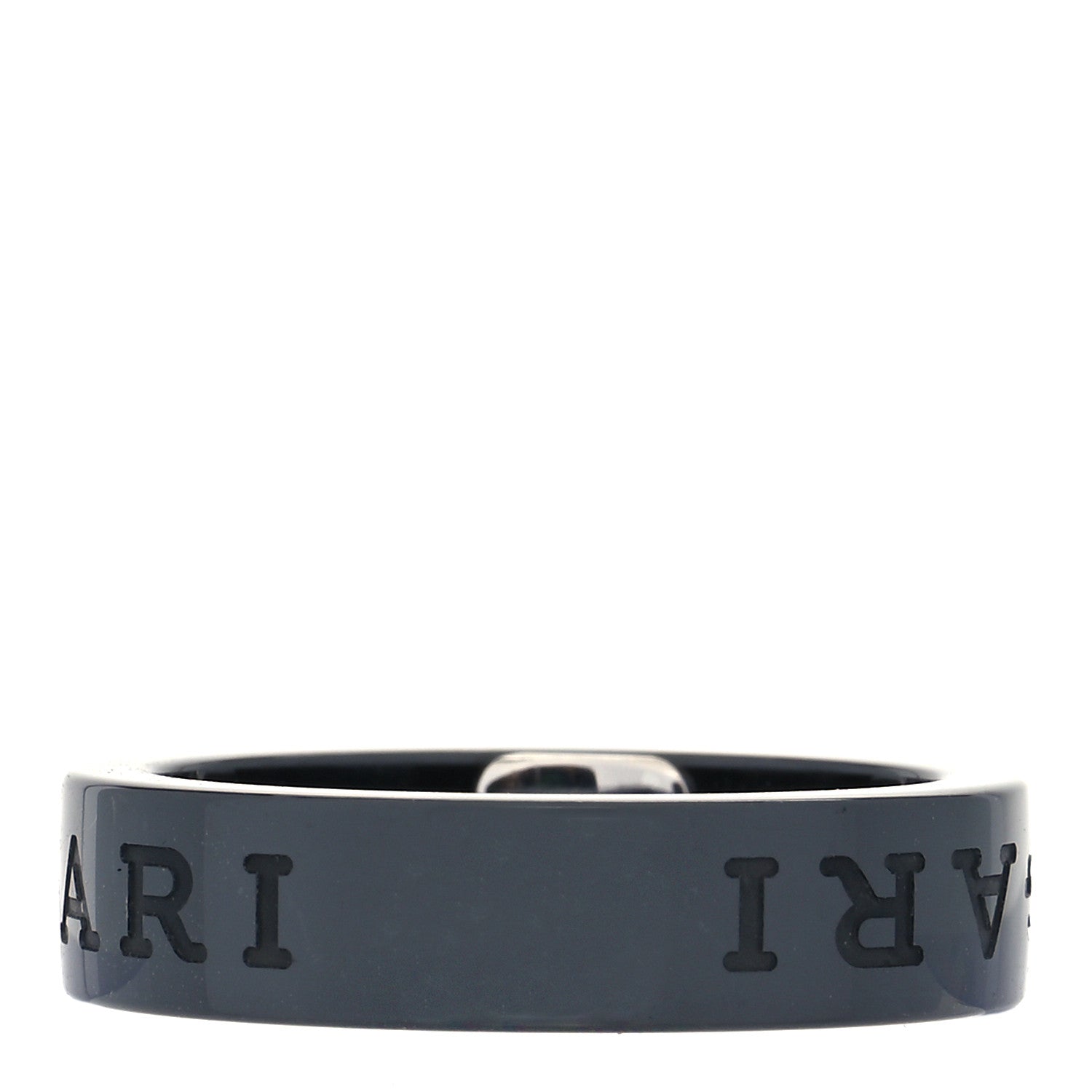 Bulgari 18K White Gold Ceramic Diamond B.Zero1 Essential Band Ring 55 7.25 Black 3 of 4