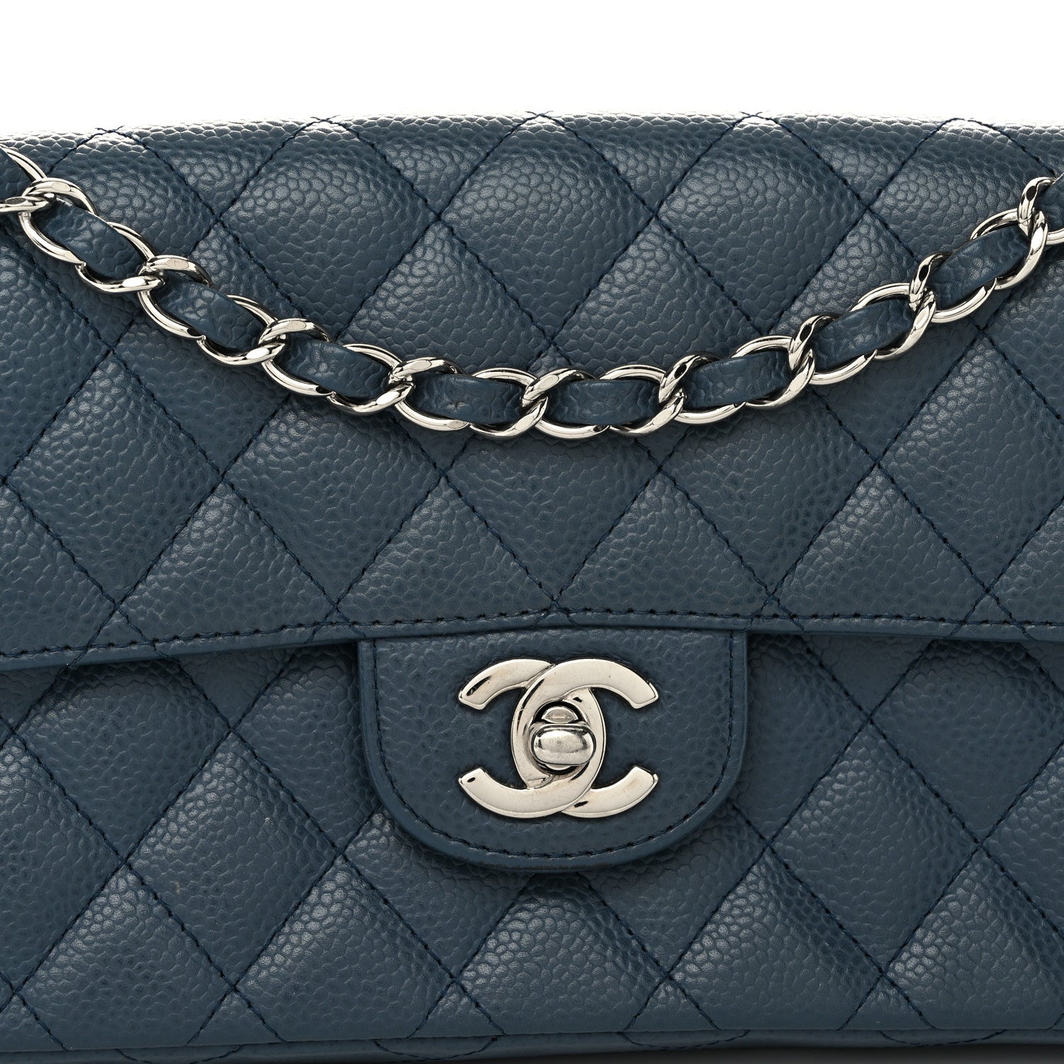 Chanel Caviar East West Flap Blue 9 of 13