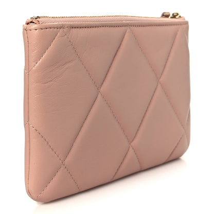 Chanel Shiny Goatskin Quilted Small Chanel 19 Pouch Pink 3 of 8