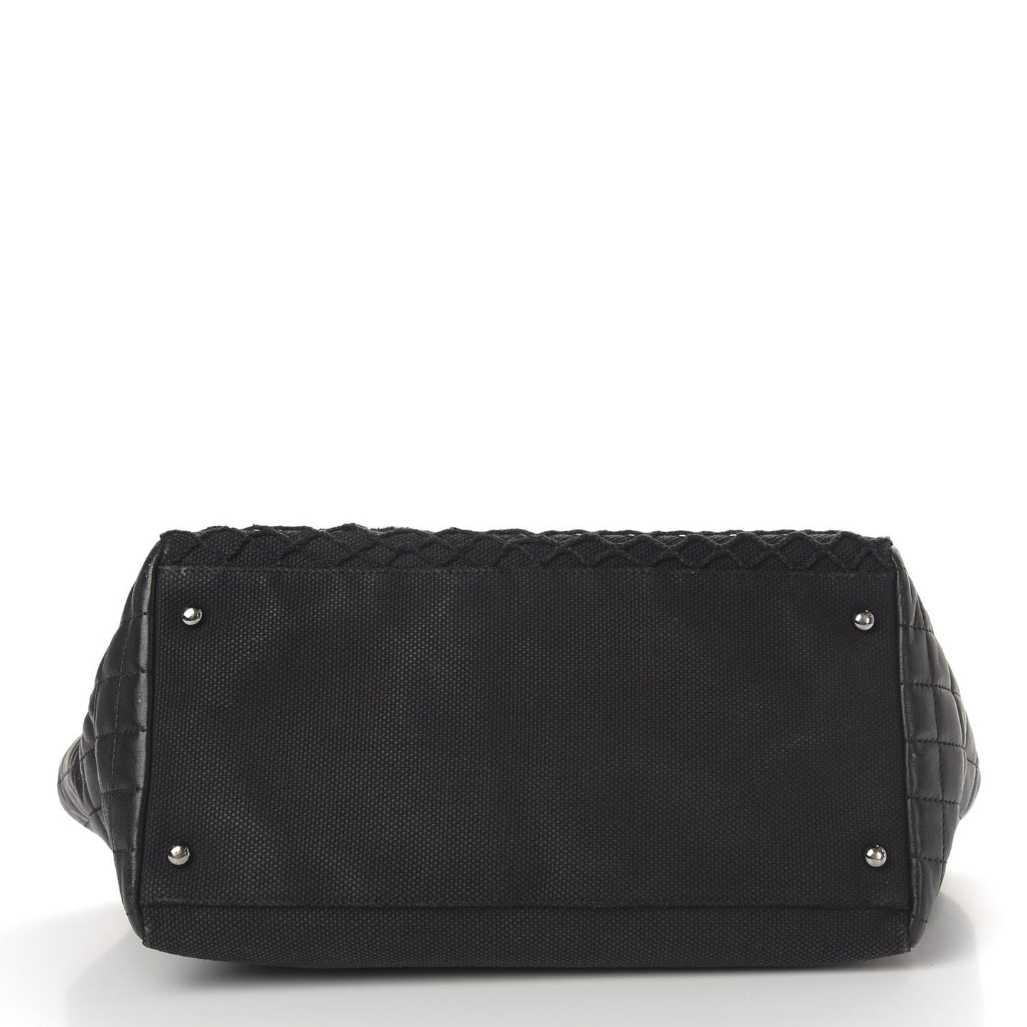 Lambskin Canvas Chocolate Bar CC Shopping Tote Black