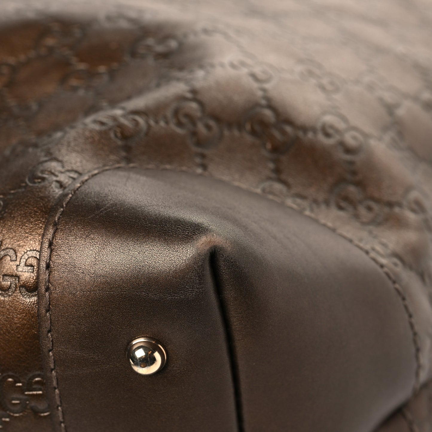 Metallic Guccissima Medium Heart Bit Charm Hobo Bronze