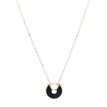 Cartier 18K Pink Gold Diamond Black Onyx XS Amulette de Cartier Pendant Necklace 1 of 5