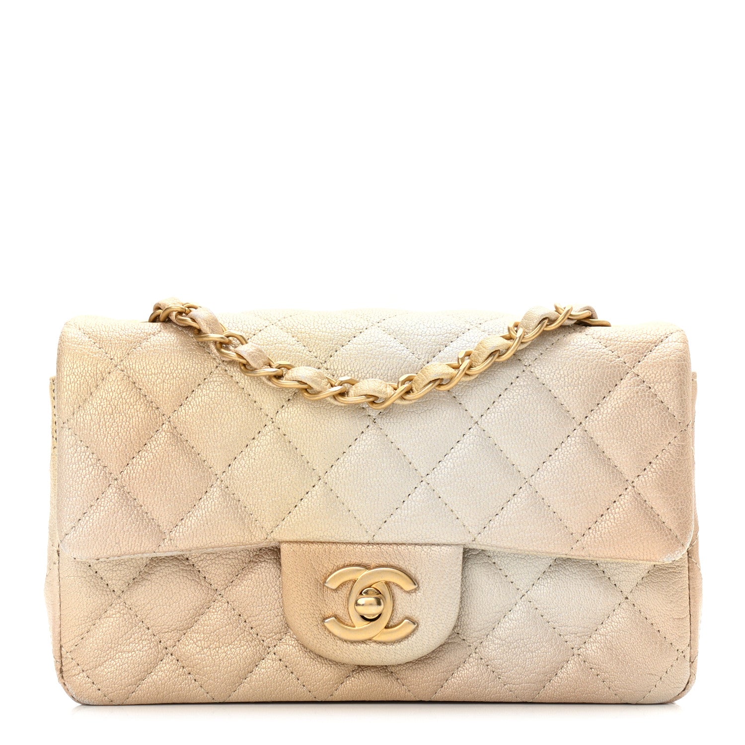 Chanel Metallic Goatskin Quilted Mini Rectangular Flap Gold 1 of 11