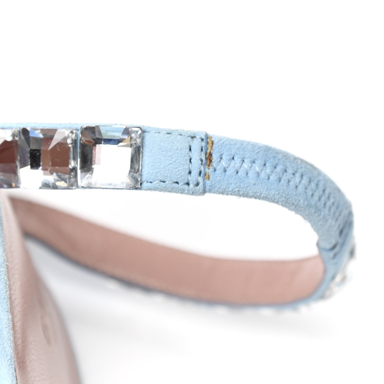 Gucci Crystal Kid Scamosciato Mallory Slingback Sandals 38.5 Transparent Mineral Blue 8 of 12