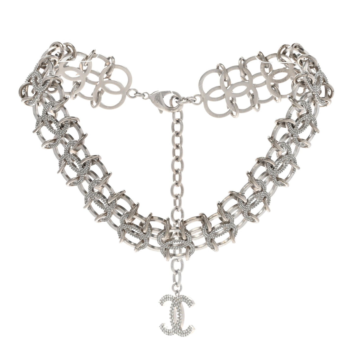 Crystal CC In The Air Choker Necklace Silver