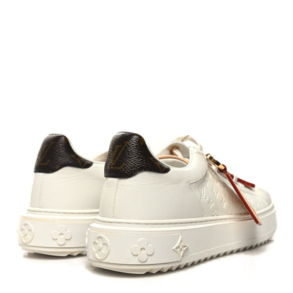 Louis Vuitton Lambskin Embossed Monogram Time Out Sneakers 38 White Natural 4 of 10