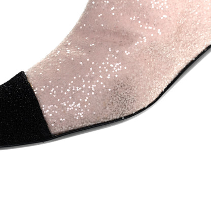 Chanel Glitter Fabric Lurex Cap Toe Fantasy High Boots 38.5 Pink Black 10 of 16