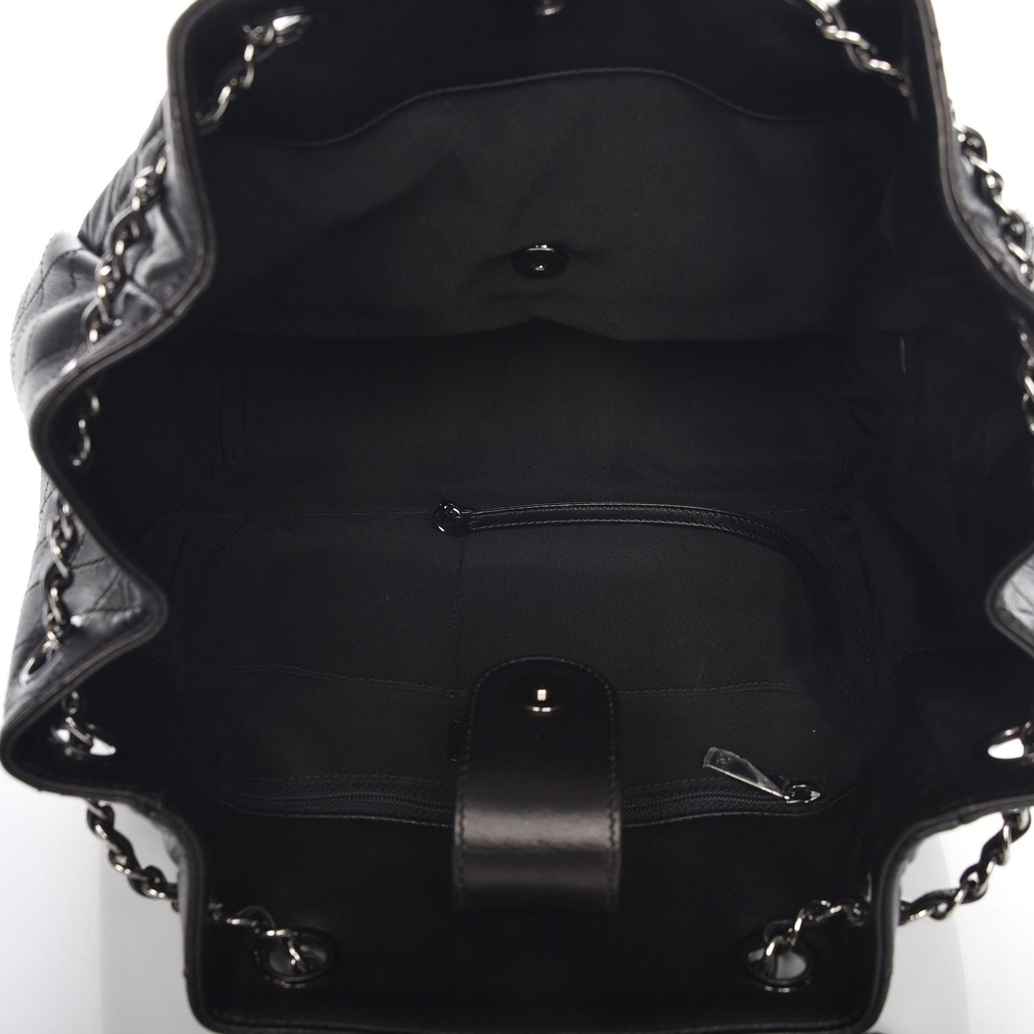 Chanel Lambskin Quilted Large Drawstring Bag Black 6 of 8