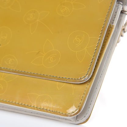 Chanel Patent Camellia Print Wallet On Chain WOC Yellow 8 of 17