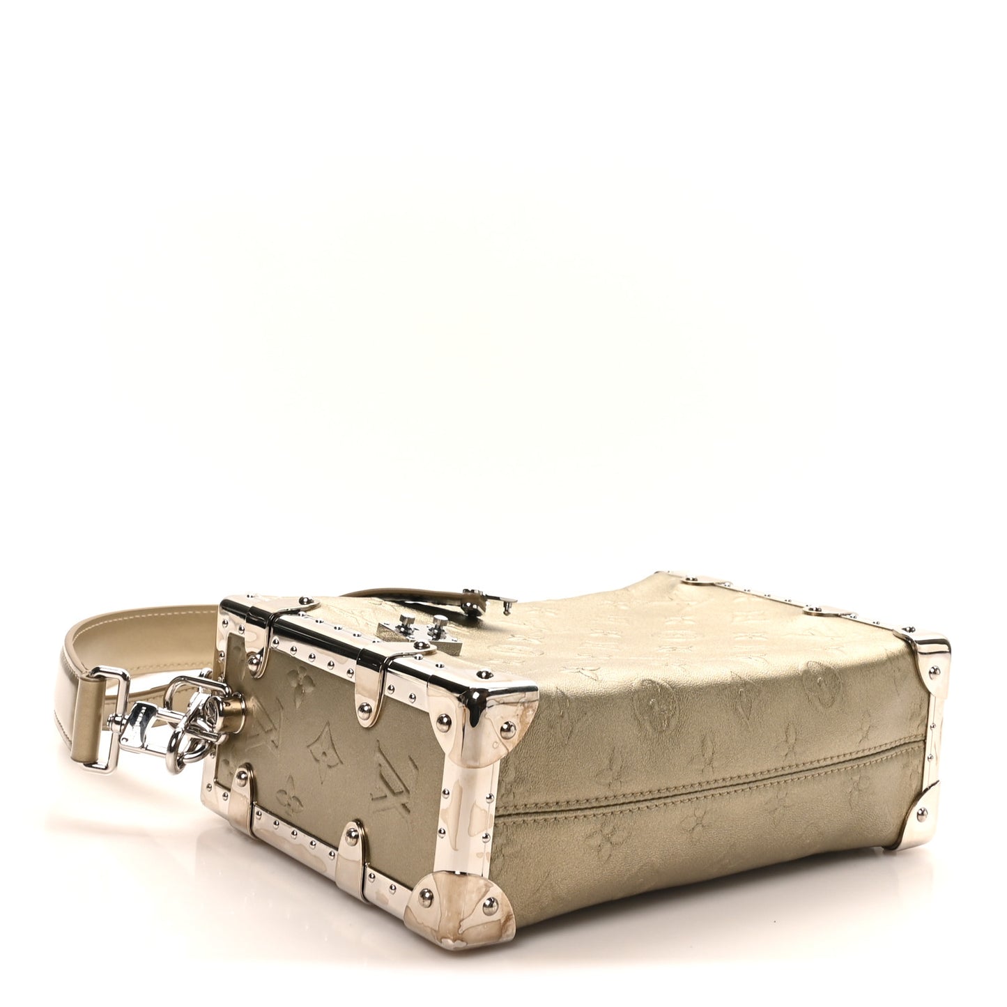 Calfskin Debossed Monogram Side Trunk Light Gold
