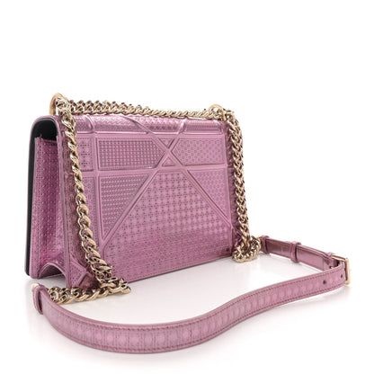 Christian Dior Metallic Patent Micro-Cannage Medium Diorama Flap Bag Pink 3 of 13