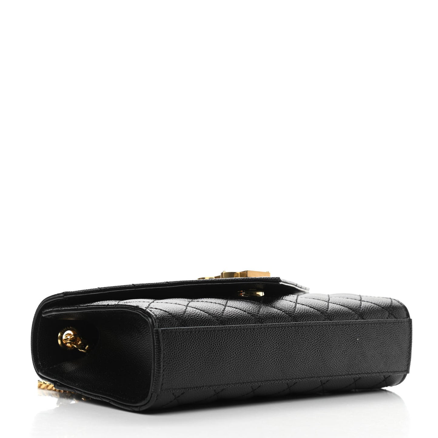 Grain De Poudre Textured Mixed Matelasse Triquilt Small Monogram Satchel Black