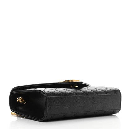 Saint Laurent Grain De Poudre Textured Mixed Matelasse Triquilt Small Monogram Satchel Black 4 of 9