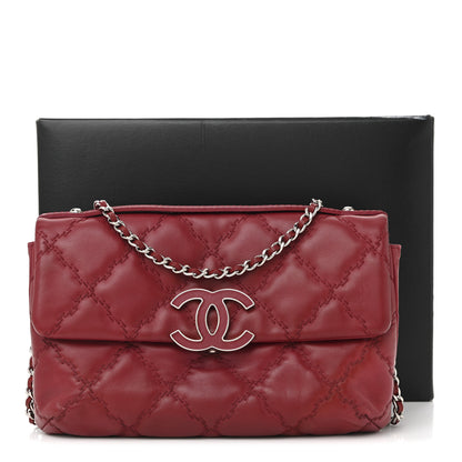 Chanel Calfskin Quilted Double Stitch Hamptons Clutch with Chain Red 11 of 11