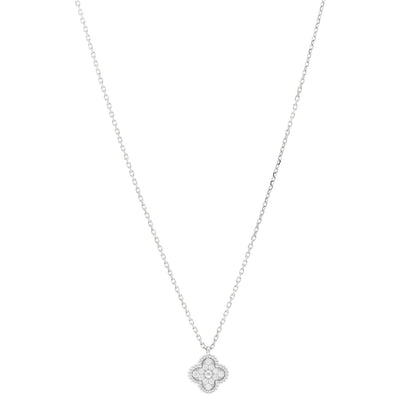 Van Cleef & Arpels 18K White Gold Diamond Sweet Alhambra Pendant Necklace 1 of 6