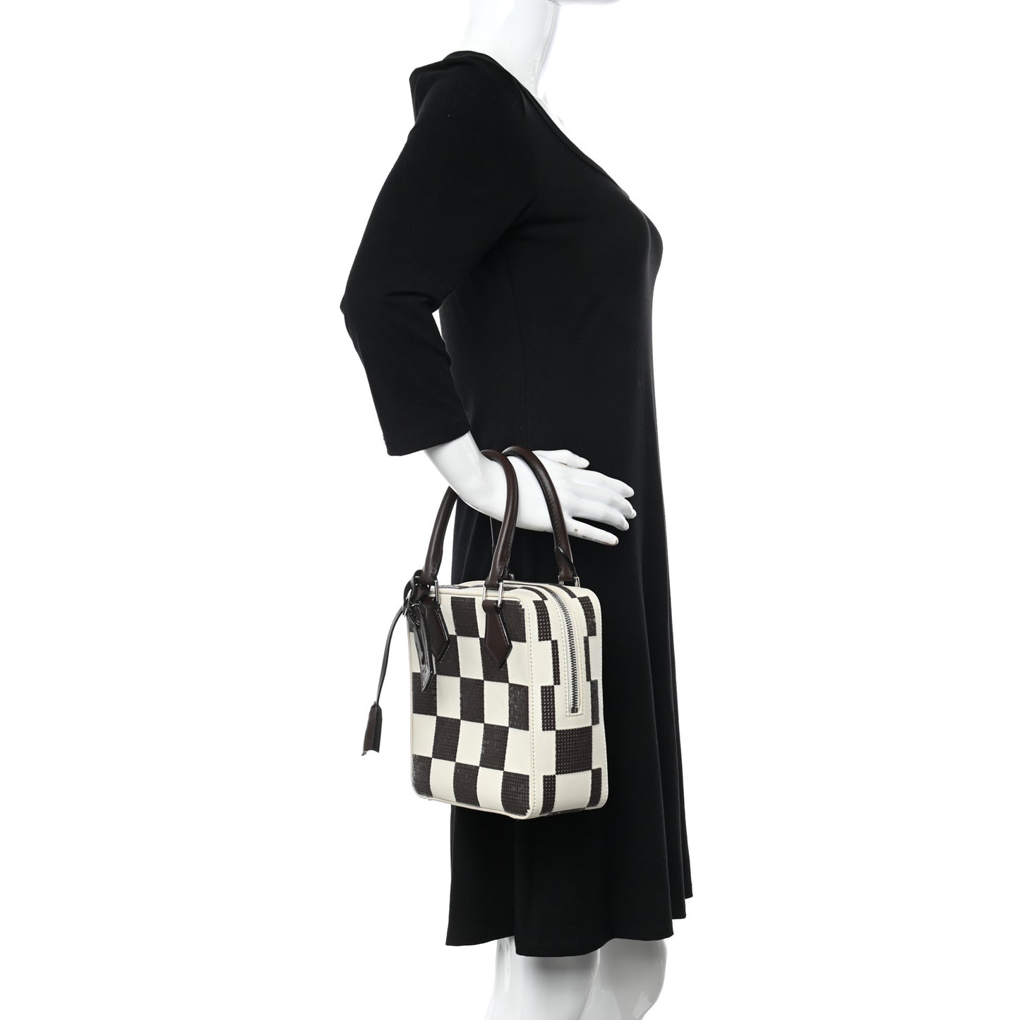 Damier Cubic Sequin Runway Square Tote Brown