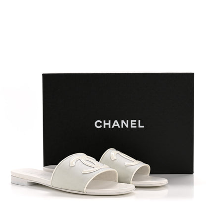 Chanel Patent Calfskin CC Mules Sandals 39 White 10 of 10