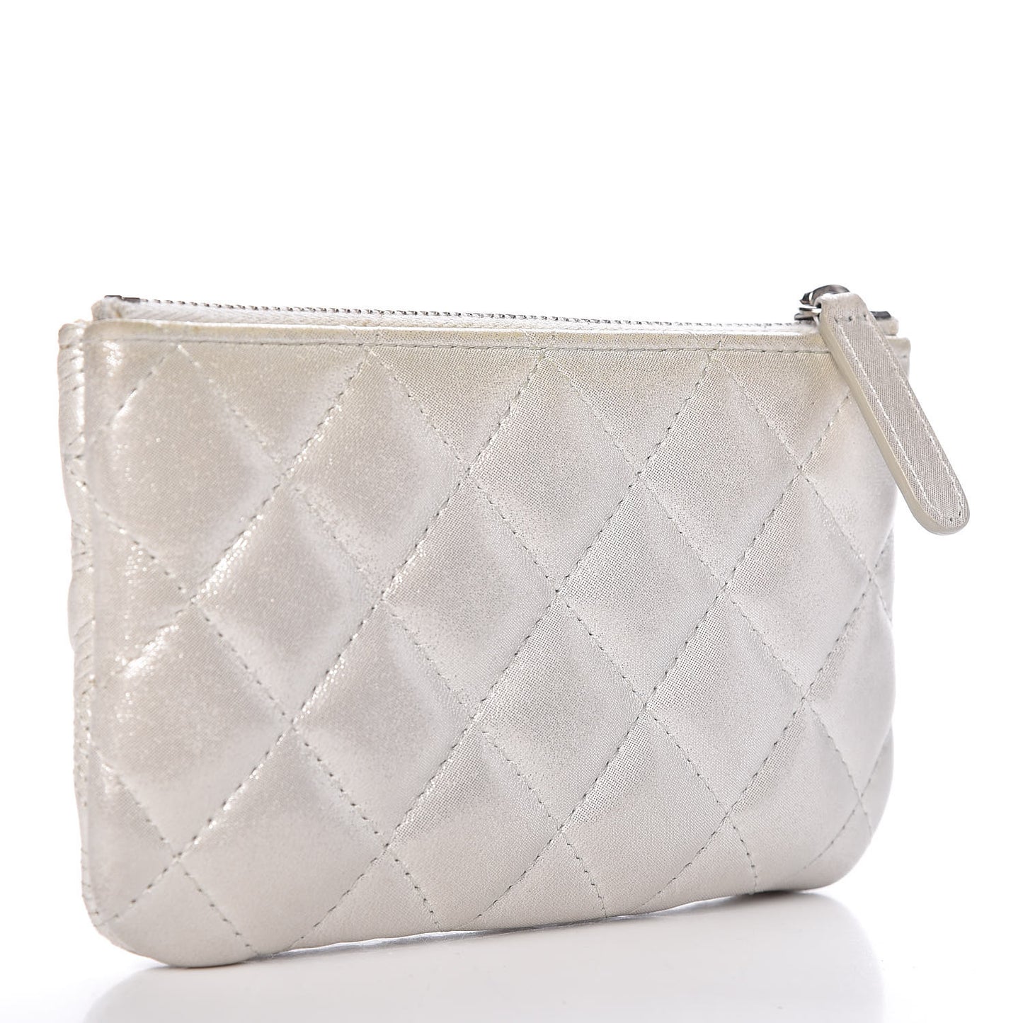 Metallic Lambskin Star Embossed Coin Purse Case Silver
