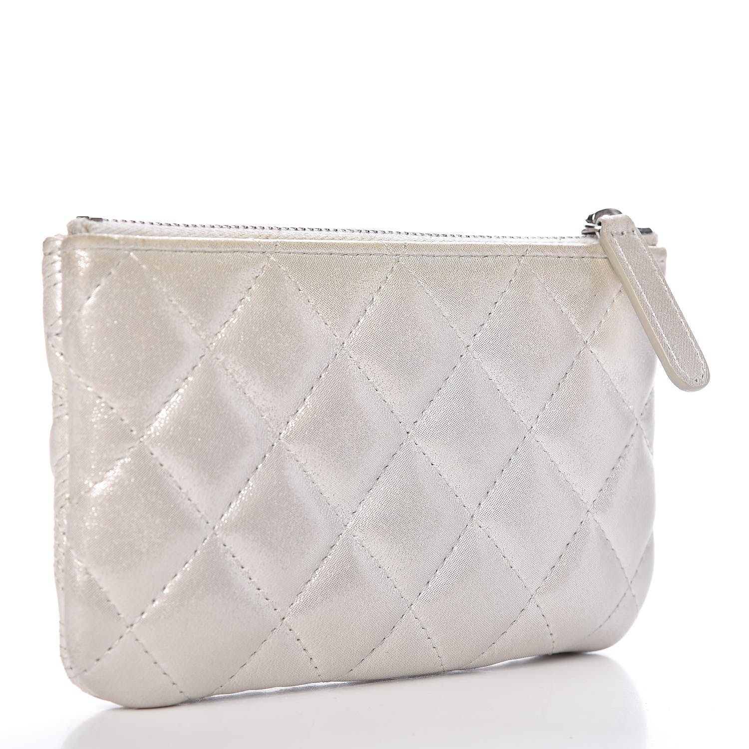 Chanel Metallic Lambskin Star Embossed Coin Purse Case Silver 3 of 8